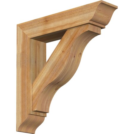 Ekena Millwork Funston Traditional Rough Sawn Bracket w/ Offset Brace, Western Red Cedar, 8"W x 36"D x 36"H BKT0806X36X36FST01RWR